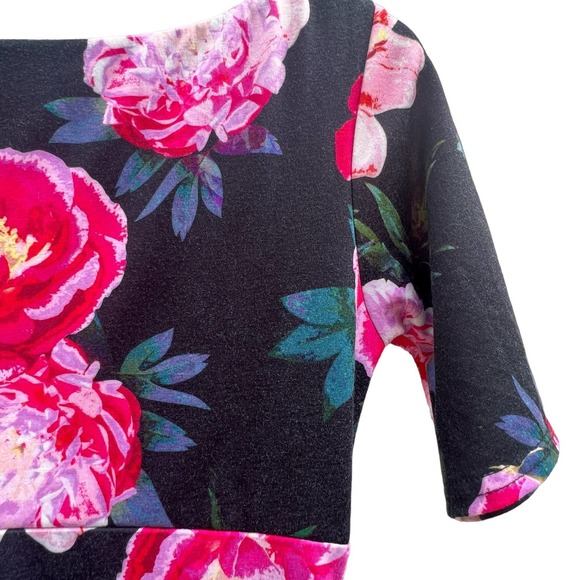 ASOS Maternity Rose Print Bodycon Dress Size 4 - Scoop Neck, 3/4 Sleeve, Stretch - Picture 12 of 16